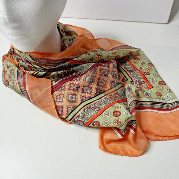 Vintage BLARA Manlio Bonetti Italy Scarf Paisley Orange Retro VTG Designer‎ SEE - Picture 1 of 10